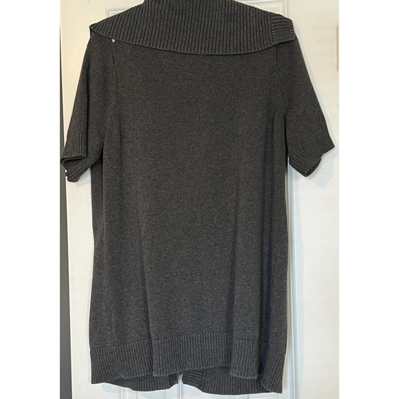 Tommy Hilfiger Womens 1X Cardigan Sweater Argyle Print Toggle Close Short Sleeve - Picture 2 of 5